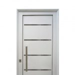 Puerta Aluminio Blanco Modelo 5 Rayas Apliques 085×205 Barral