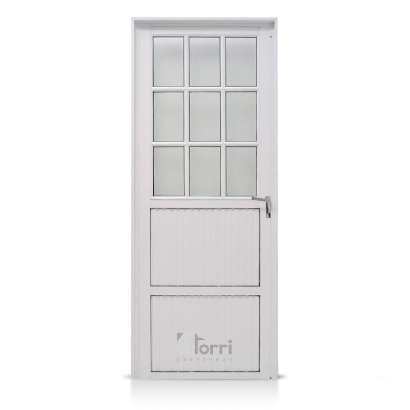 Puerta aluminio blanco Reforzada Modelo 179 de 080×200 Con Postigo