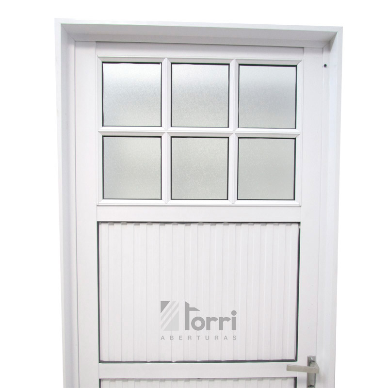 Puerta aluminio blanco Reforzada Modelo 179 de 080×200 Con Postigo