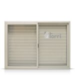 Ventana aluminio blanco con celosia de abrir 120×110