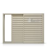 Ventana aluminio blanco con celosia corrediza 120×110