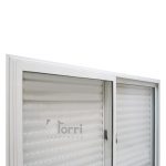 Ventana aluminio blanco con celosia corrediza 120×110