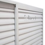 Ventana aluminio blanco con celosia corrediza 120×110