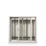 OFERTA! Ventana Aluminio Herrero Blanco 100×100 Con Reja De Hierro