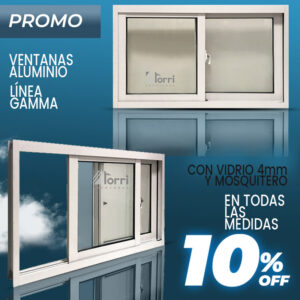 OFERTA! Ventana Aluminio Línea GAMMA 120x100 Vidrio 4mm y Mosquitero