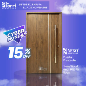 CYBERMONDAY! Puerta Pivotante Nexo Modelo PN070 Nogal De 126x226