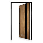 Puerta Pivotante Oblak Modelo 1327N Roble 20×220 Marco Negro